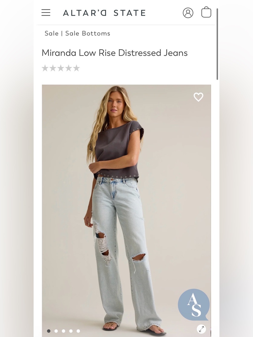 NWT Altar’d State Miranda Low Rise Distressed Jeans (30)